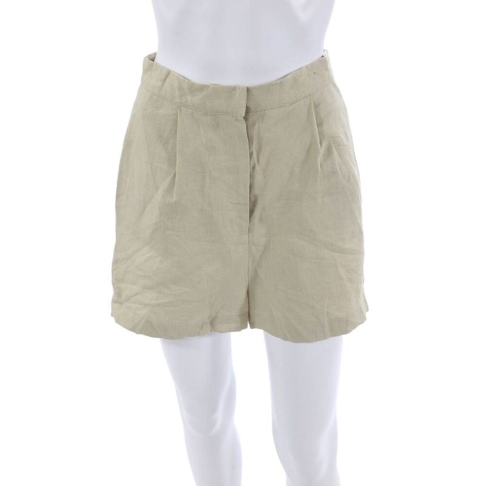 Designer Unisex Beige Chino Shorts 100% Linen Size S